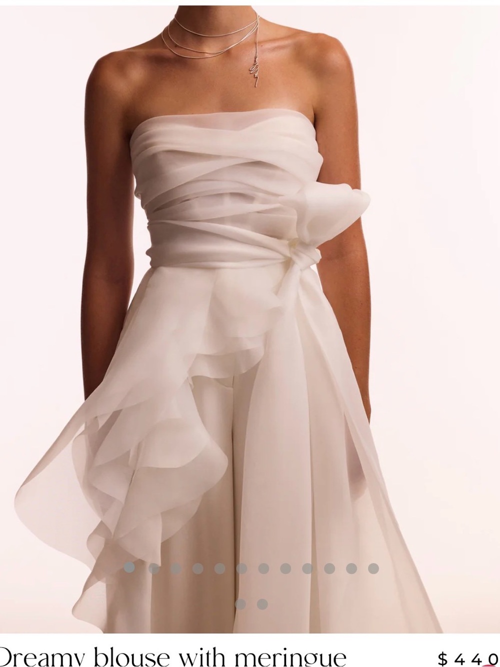 Milla White Sheer Ruffled Bridal organza “dreamy blouse with meringue flounces” - Picture 7 of 9